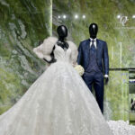 Redingote motif bleu