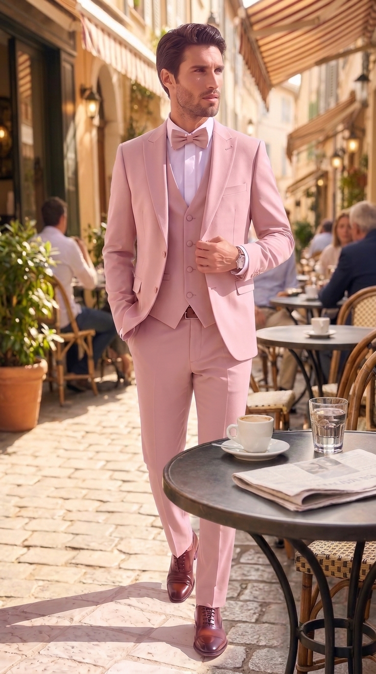 Costume de marié blush et vieux rose - Ongi Cérémonie