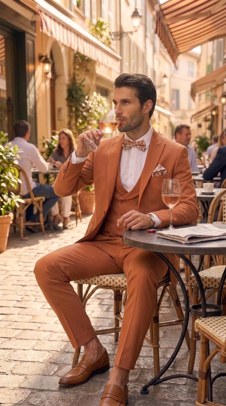 Costume de marié terracotta coupe slim - Ongi Cérémonie